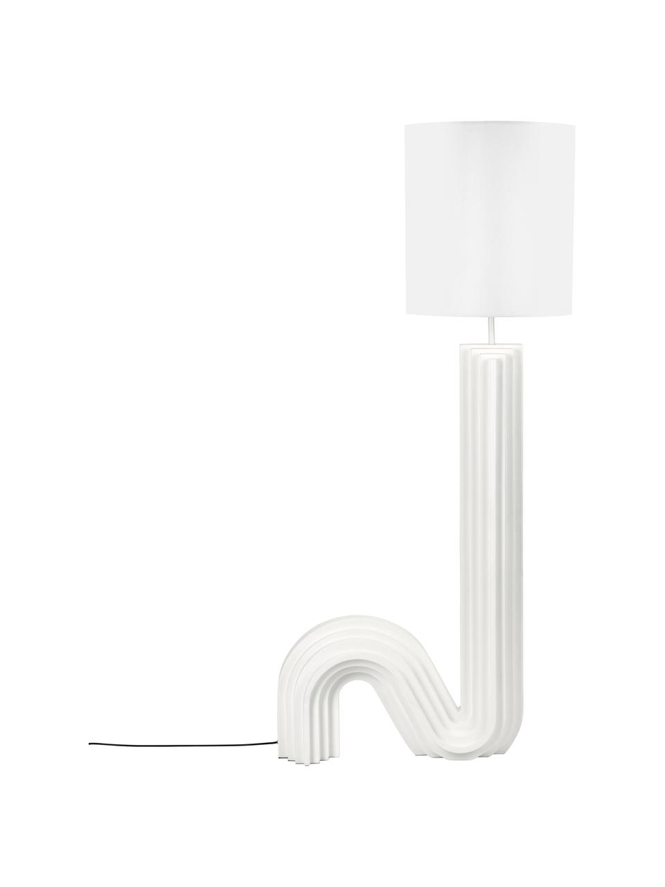 Design Stehlampe Luomo, Lampenschirm: Leinenstoff, Lampenfuß: Harz, lackiert, Weiß, B 72 x H 153 cm