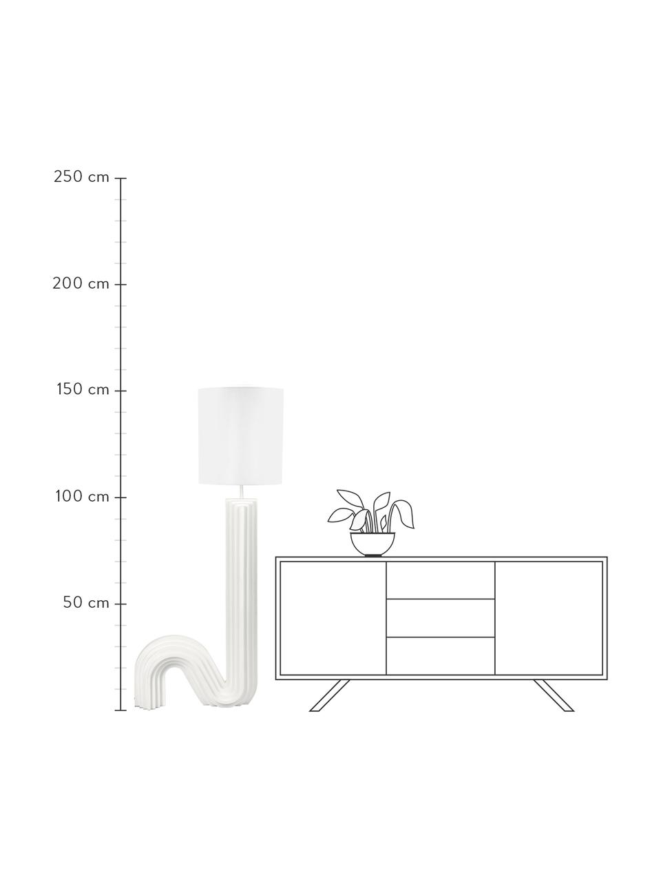 Lámpara de pie de diseño Luomo, Pantalla: lino, Cable: cubierto en tela, Blanco, An 72 x Al 153 cm