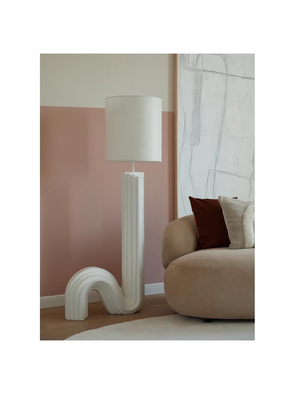 Lámpara de pie de diseño Luomo, Pantalla: lino, Cable: cubierto en tela, Blanco, An 72 x Al 153 cm