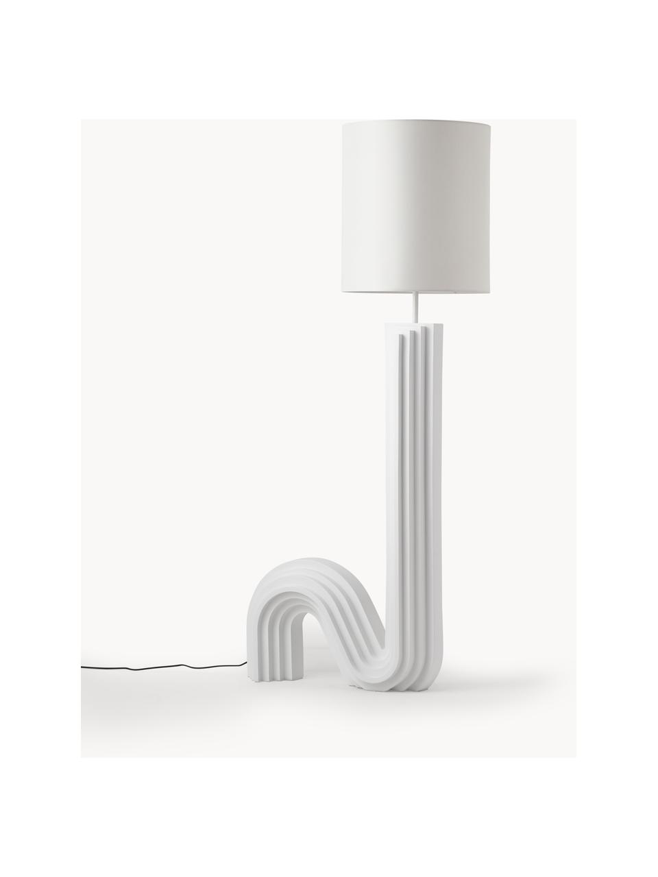 Design vloerlamp Luomo, Lampenkap: linnen, Lampvoet: kunsthars, gelakt, Wit, B 72 x H 153 cm