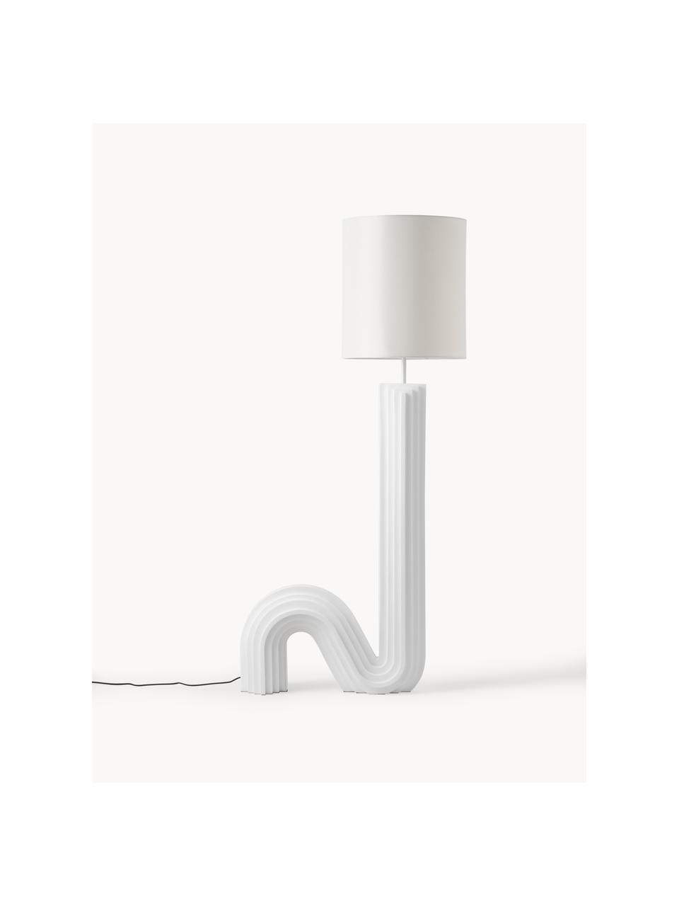 Lámpara de pie de diseño Luomo, Pantalla: lino, Cable: cubierto en tela, Blanco Off White, An 72 x Al 153 cm
