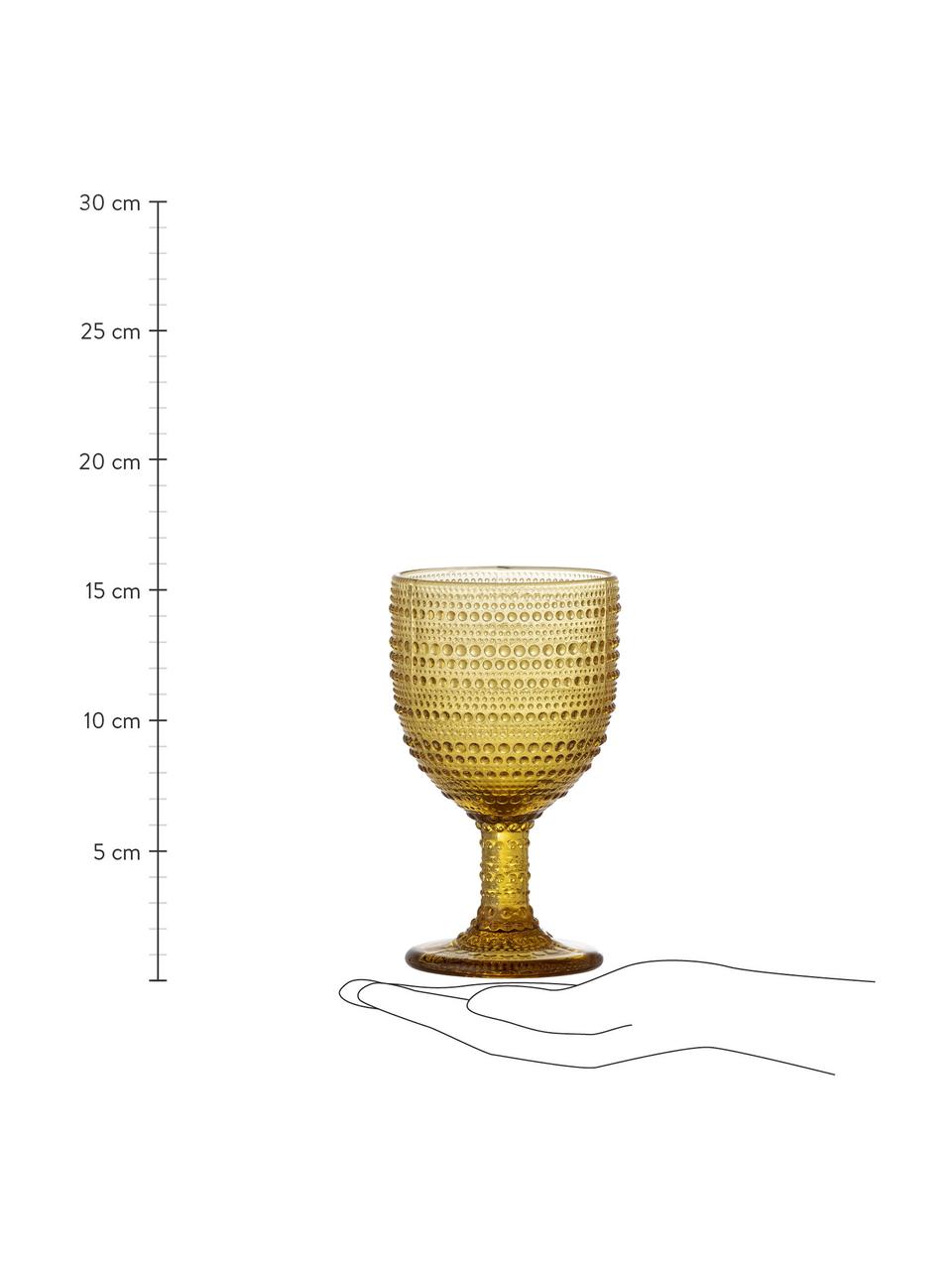Bicchiere da vino con motivo strutturato Blia, Vetro colorato, Giallo, Ø 9 x Alt. 16 cm, 345 ml