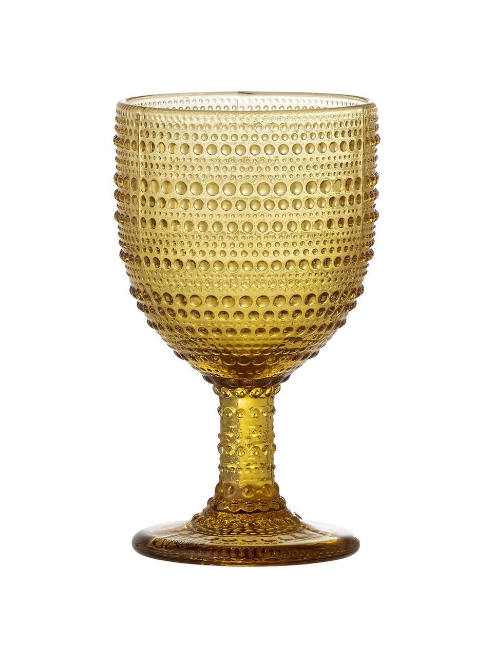 Sklenice na víno se strukturálním vzorem Blia, Barevné sklo, Žlutá, Ø 9 cm, V 16 cm, 345 ml