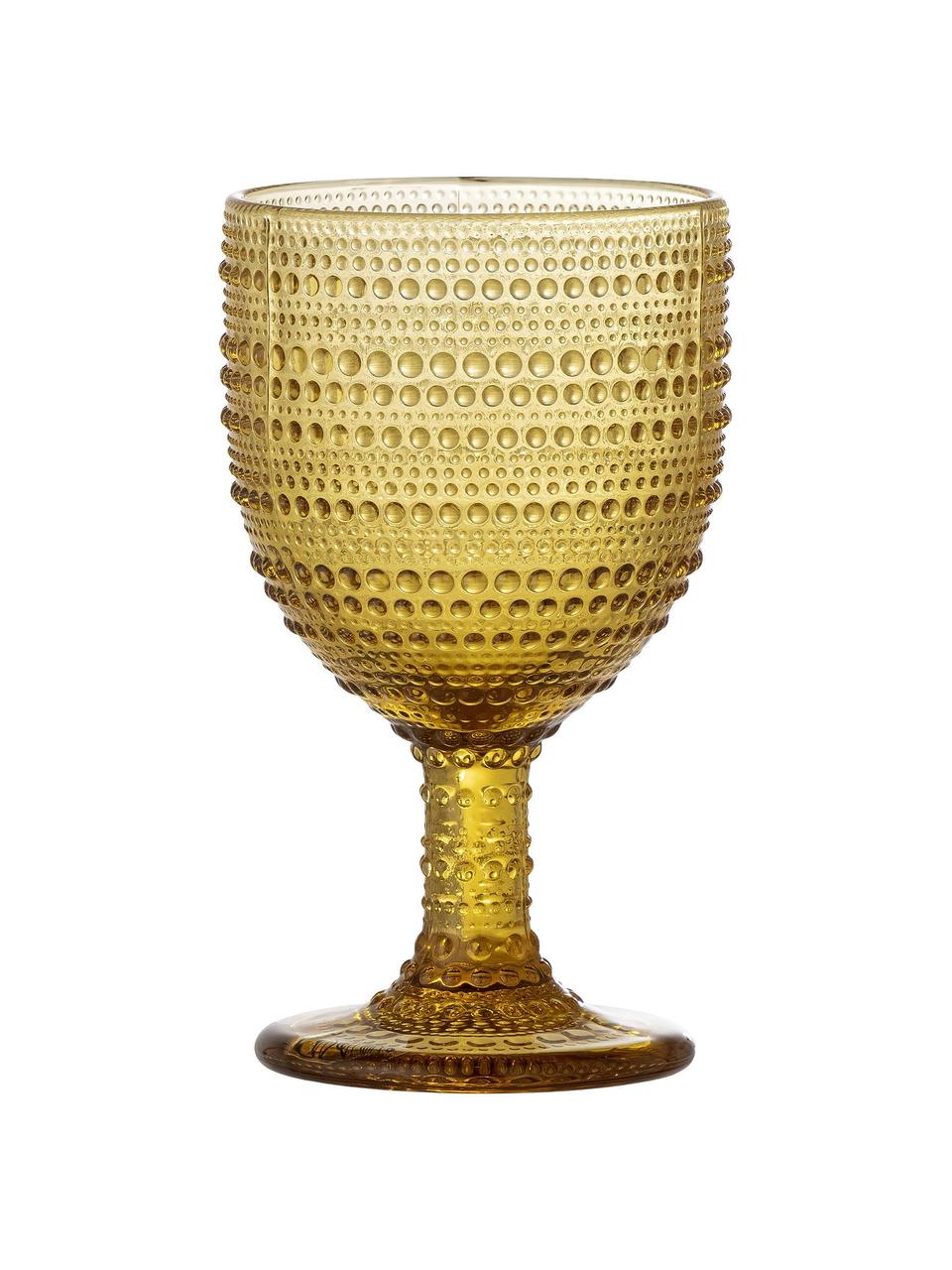 Verre à vin jaune embossé Blia, Verre, coloré, Jaune, Ø 9 x haut. 16 cm, 345 ml