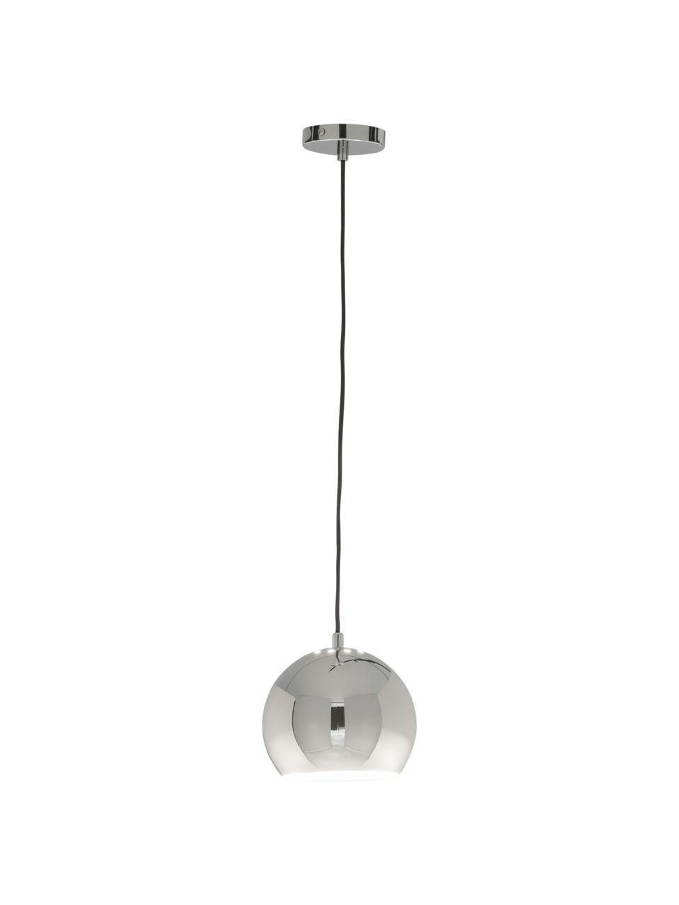 Kleine bolvormige hanglamp Ball in chroomkleur, Lampenkap: verchroomd metaal, Baldakijn: verchroomd metaal, Verchroomd metaalkleurig, Ø 18  x H 16 cm