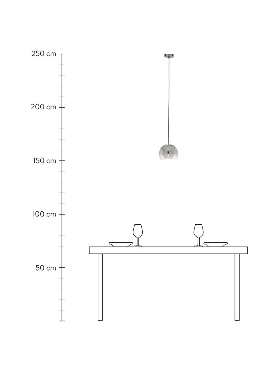 Kleine bolvormige hanglamp Ball in chroomkleur, Lampenkap: verchroomd metaal, Baldakijn: verchroomd metaal, Verchroomd metaalkleurig, Ø 18  x H 16 cm