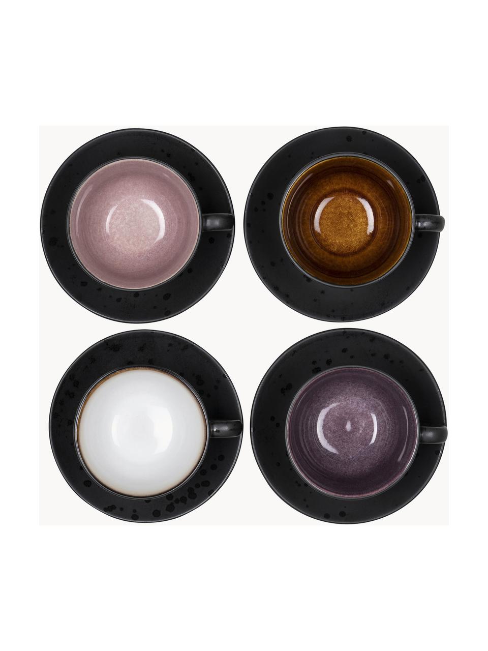 Set de tazas con platito Etsy, 4 uds., Cerámica de gres, Negro, multicolor, Ø 10 x Al 13 cm, 240 ml