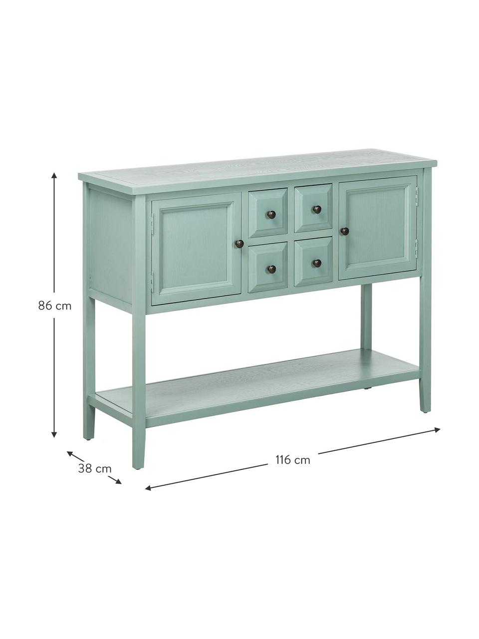 Credenza country Amy, Verde menta, Larg. 116 x Alt. 86 cm