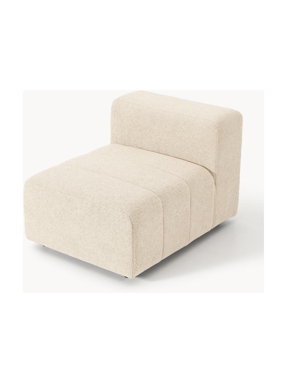 Modulo centrale in bouclè Lena, Rivestimento: bouclé (93% poliestere, 6, Struttura: legno di faggio, truciola, Piedini: plastica, Bouclé beige chiaro, Larg. 78 x Prof. 106 cm