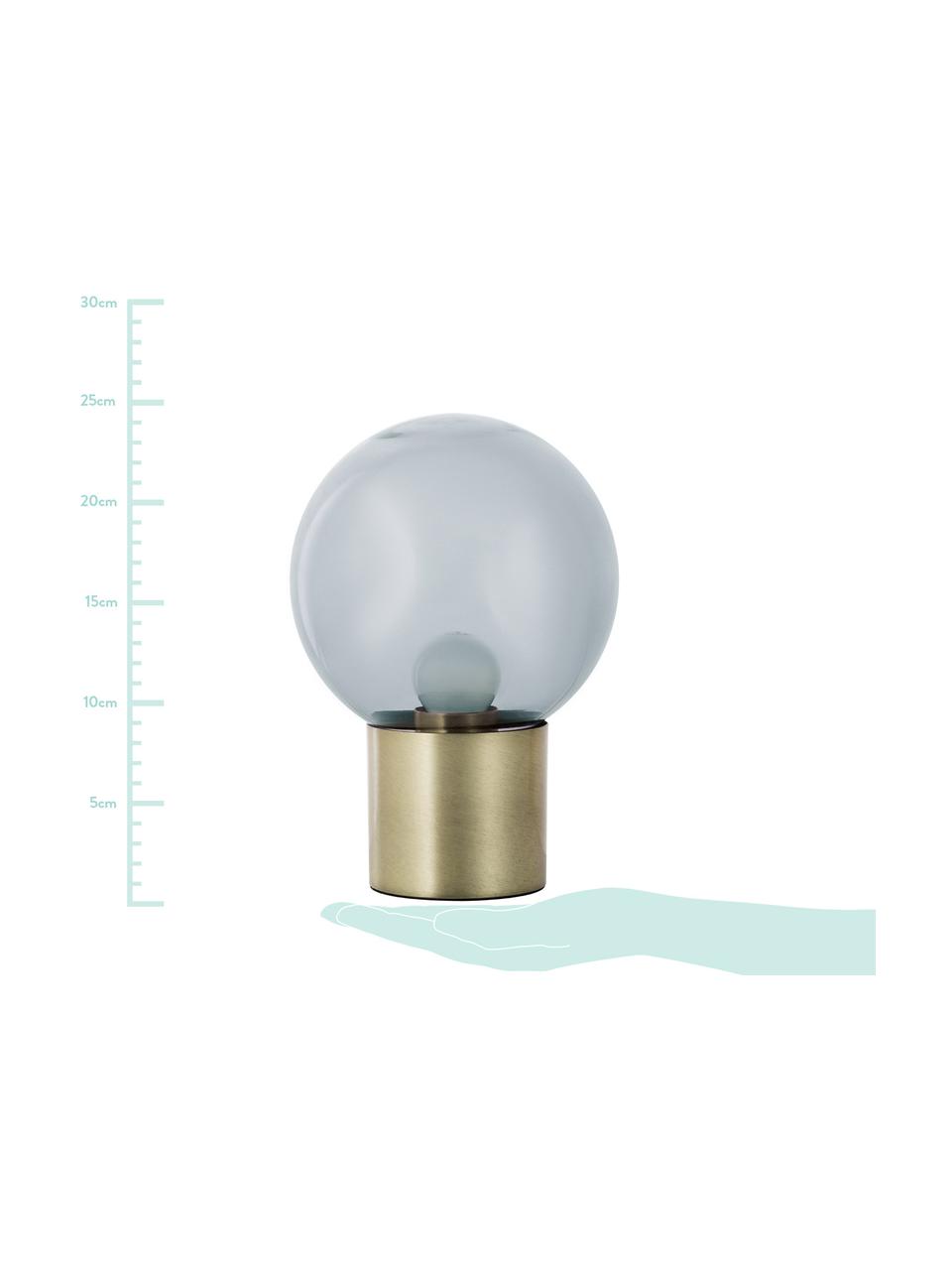 Petite lampe boule en verre rétro Lark, Abat-jour : gris, transparent Pied de lampe : couleur laitonnée, mat