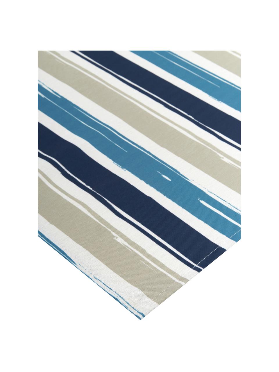 Mantel Greca antimanchas de teflón, 100% poliéster con revestimiento de teflón, Azul, beige, De 8 a 10 comensales (An 135 x L 280 cm)