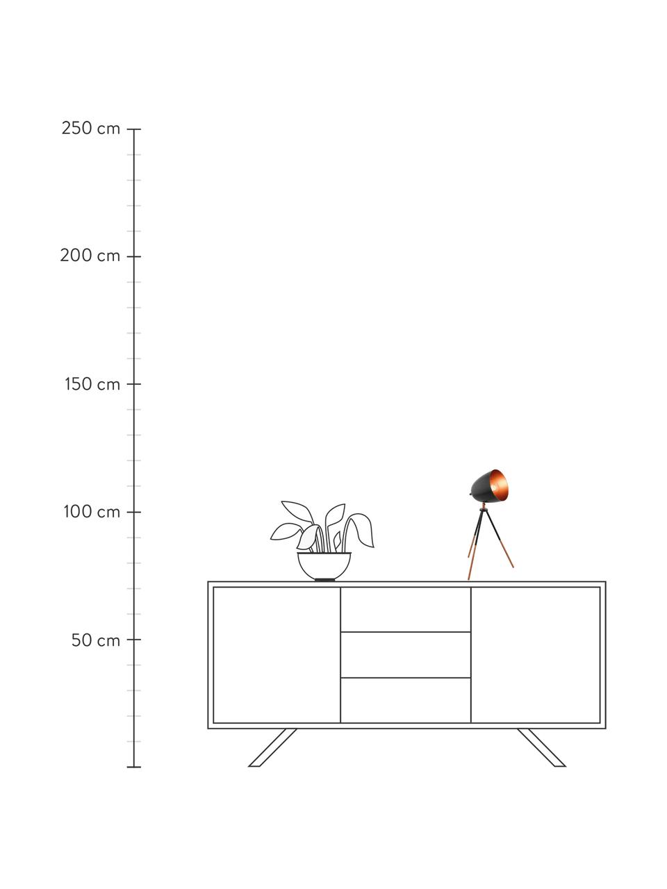 Lámpara de escritorio Lena, estilo industrial, Pantalla: acero con pintura en polv, Cable: plástico, Negro, cobre, An 29 x Al 44 cm