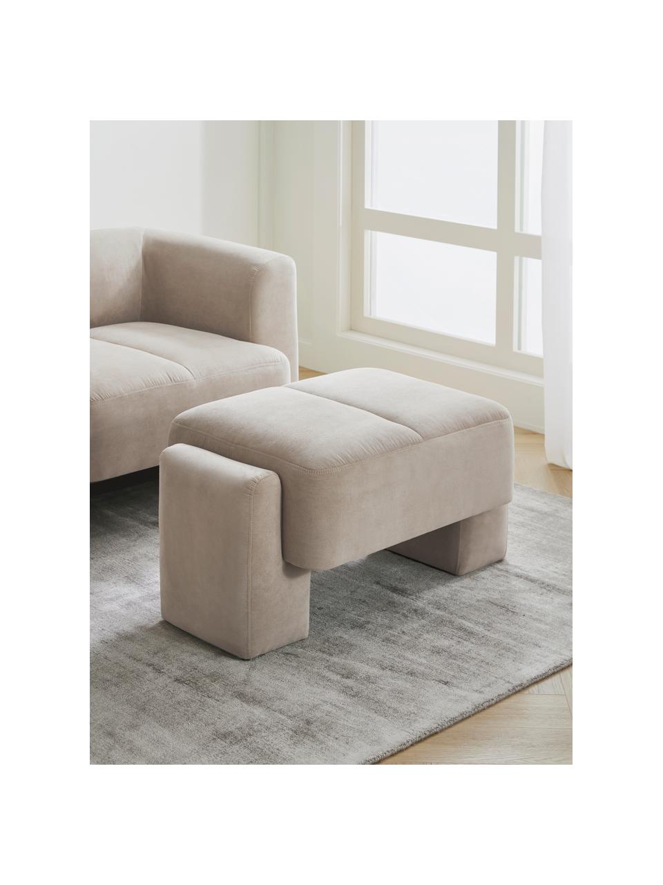Sofa-Hocker Bobi, Bezug: 88 % Polyester, 12 % Nylo, Gestell: Massives Kiefernholz, Webstoff Cremeweiß, B 90 x T 55 cm