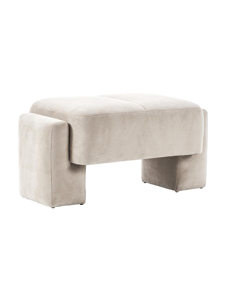 Sofa-Hocker Bobi, Bezug: 88 % Polyester, 12 % Nylo, Gestell: Massives Kiefernholz, Webstoff Cremeweiß, B 90 x T 55 cm