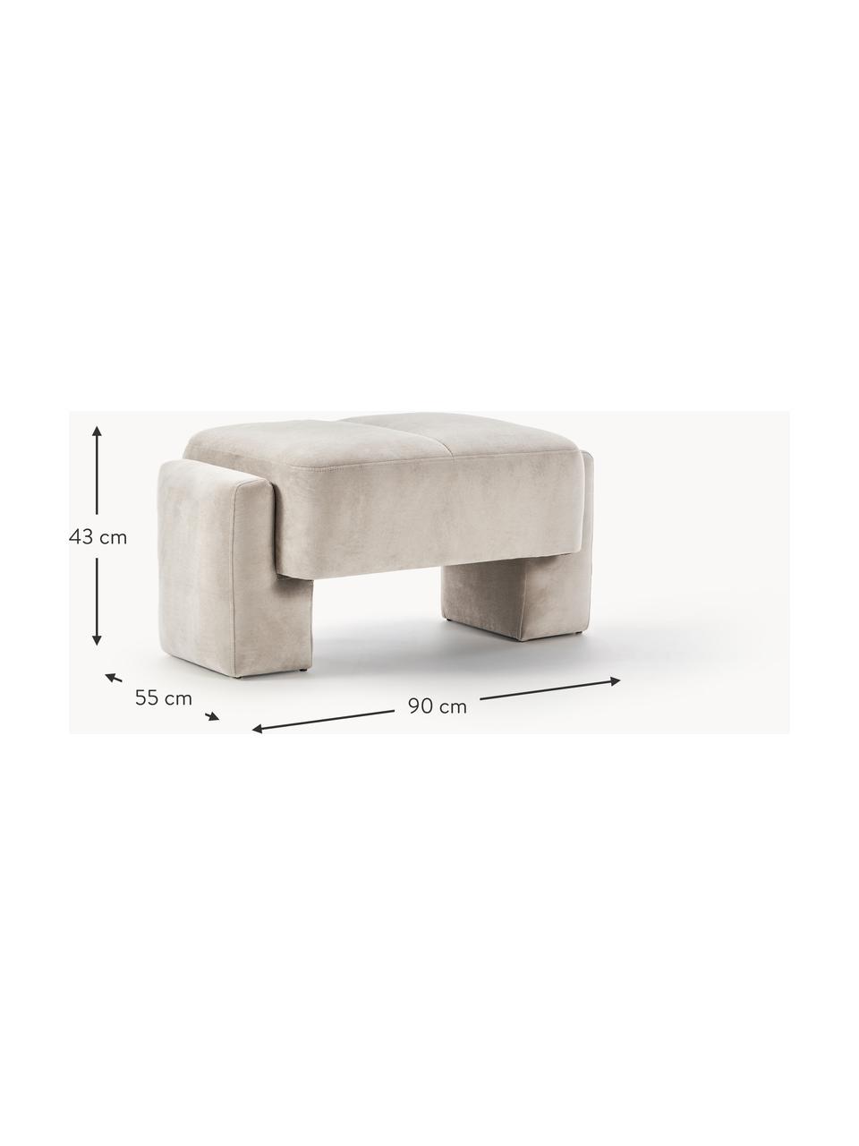 Sofa-Hocker Bobi, Bezug: 88 % Polyester, 12 % Nylo, Gestell: Massives Kiefernholz, Webstoff Hellbeige, B 90 x T 55 cm