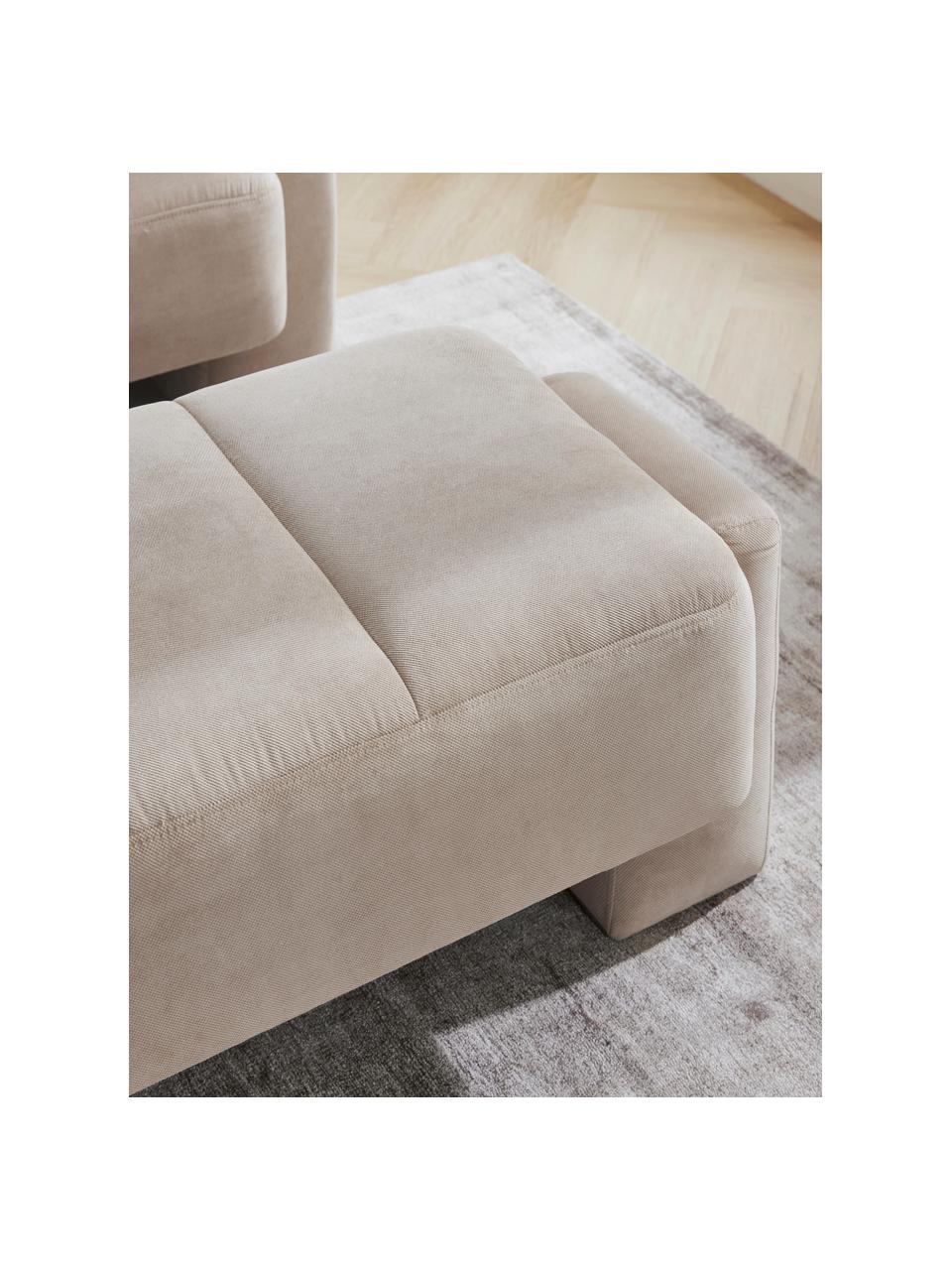 Puf Bobi, Tapicerka: 88% poliester, 12% nylon , Stelaż: lite drewno sosnowe, Jasnobeżowa tkanina, S 90 x G 55 cm