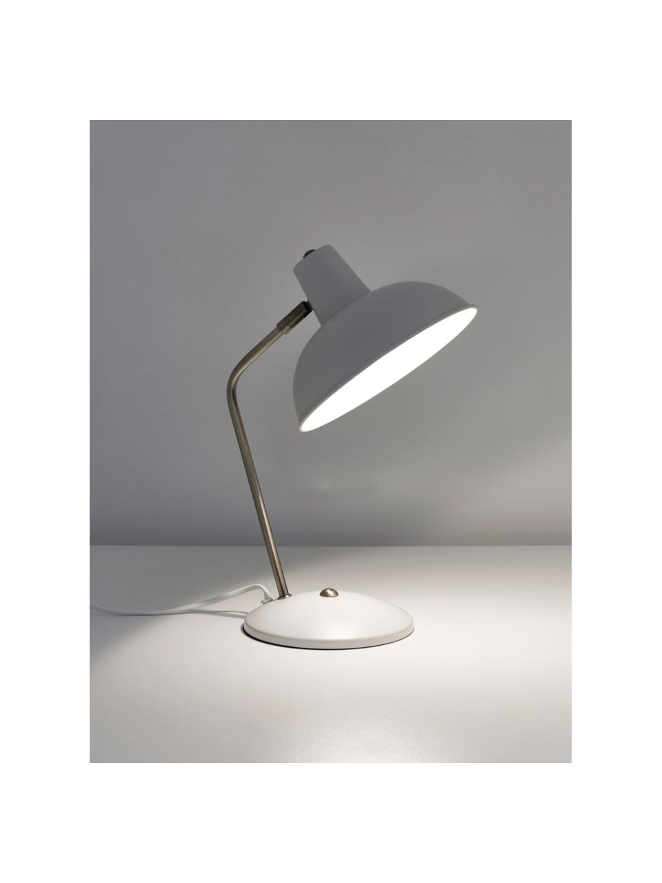 Lampada da scrivania retrò Hood, Paralume: metallo laccato, Base della lampada: metallo laccato, Bianco, ottone, Larg. 20 x Alt. 38 cm
