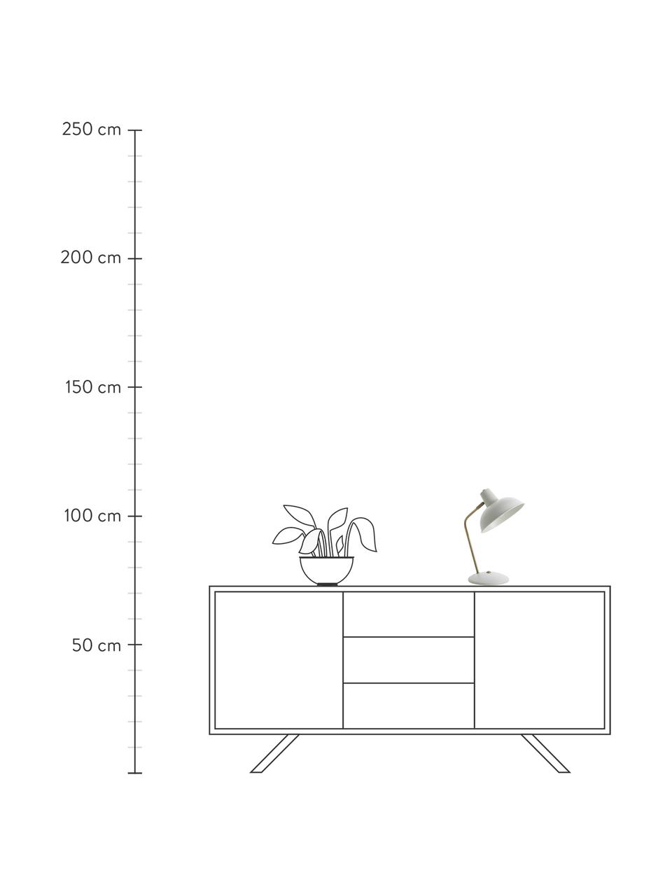 Lampe de bureau rétro Hood, Blanc, couleur laitonnée, larg. 20 x haut. 38 cm