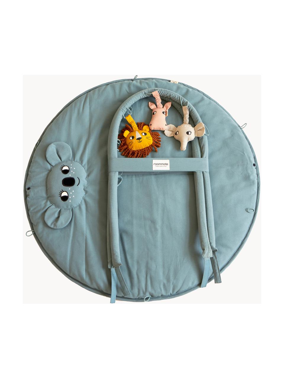 Handgemaakte speelmat Koala met activiteitenboog, Bekleding: 100% katoen, Grijsblauw, meerkleurig, Ø 90 x H 50 cm