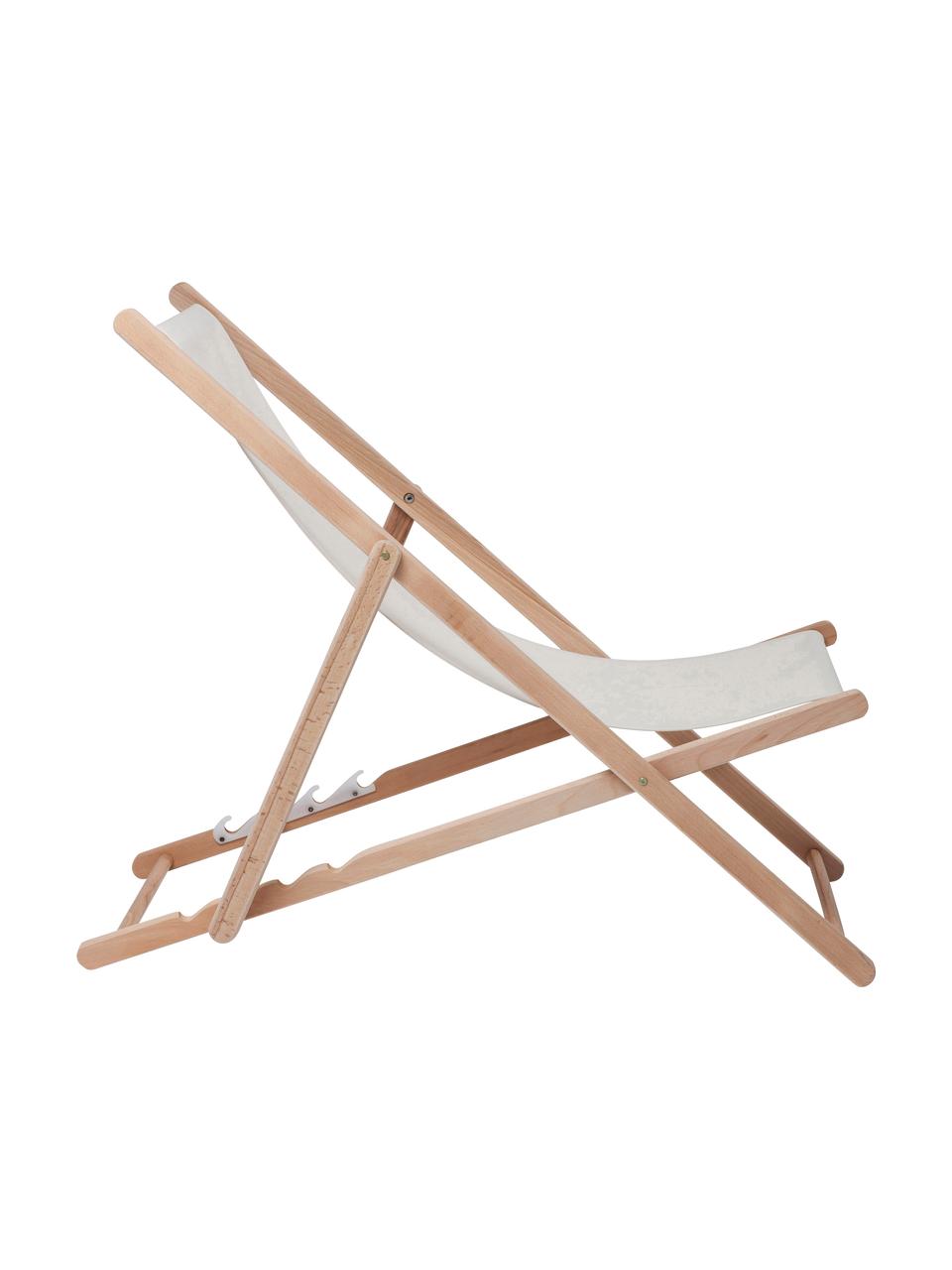 Klapbare ligstoel Hot Summer, Frame: beukenhout, Beige, beukenhoutkleurig, B 96 x D 56 cm