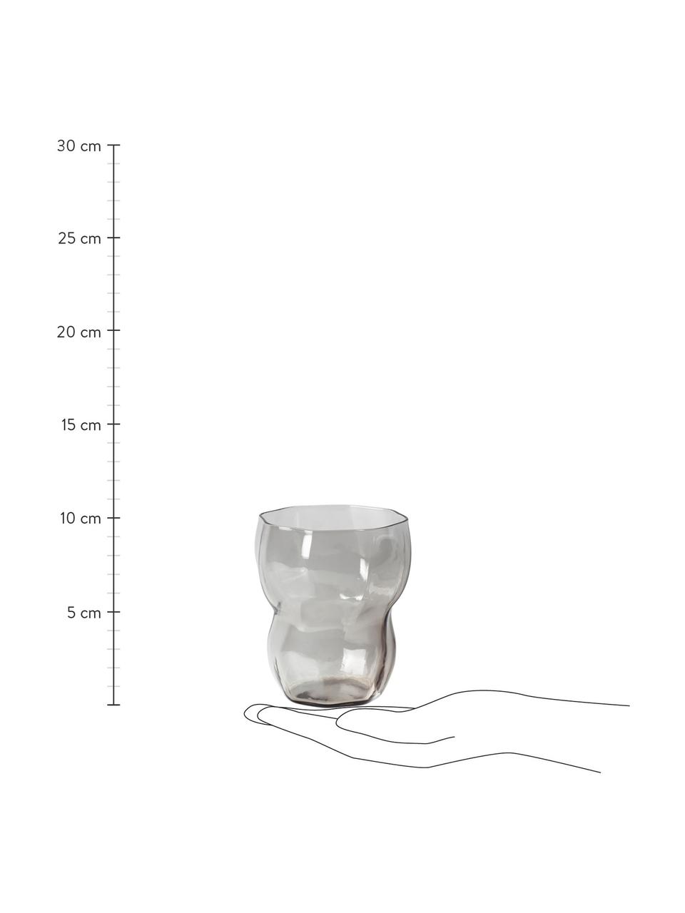 Mondgeblazen waterglazen Limfjord in grijs, 4 stuks, Glas, Grijs, Ø 8 x H 9 cm, 250 ml