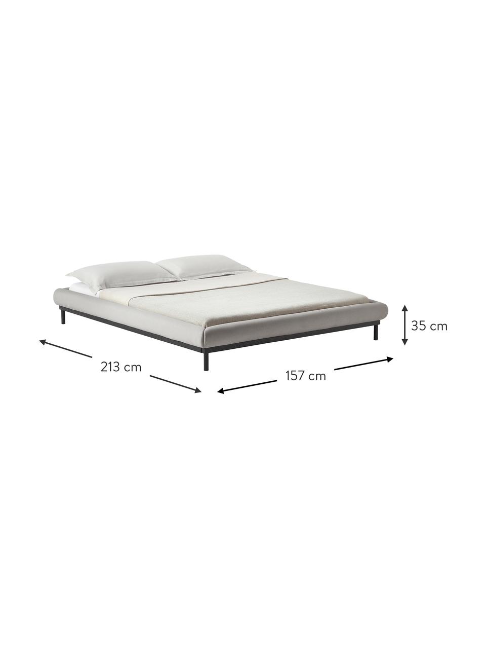 Letto imbottito senza testiera Meya, Rivestimento: tessuto finemente struttu, Tessuto grigio chiaro, Larg. 140 x Lung. 200 cm