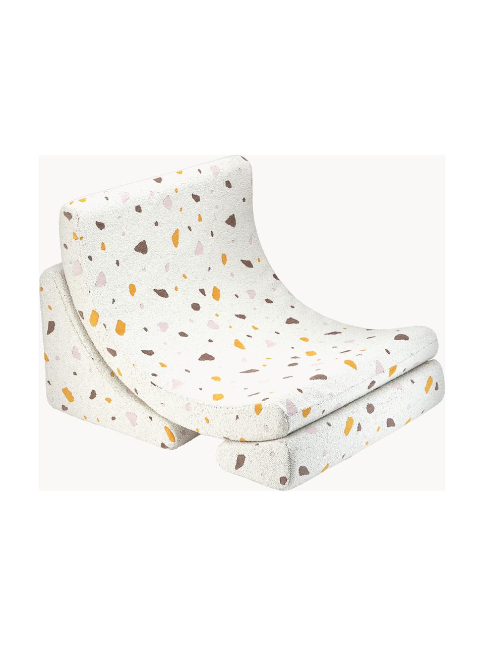 Fauteuil en bouclette pour enfants fait main Moon, Bouclette blanche, aspect terrazzo, larg. 55 x haut. 80 cm