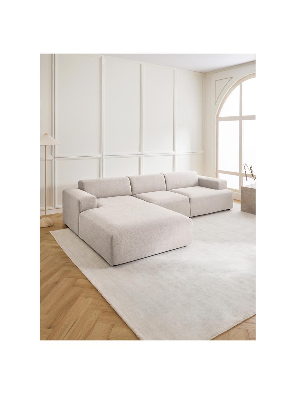 Ecksofa Melva (4-Sitzer), Bezug: 100% Polyester Der hochwe, Gestell: Massives Kiefernholz, FSC, Webstoff Greige, B 319 x T 196 cm, Eckteil links