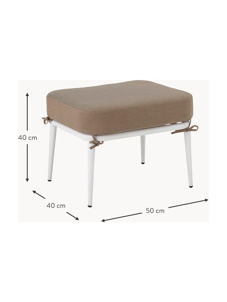 Loungehocker Cia, Bezug: 100 % Polyester, Gestell: Eisen, pulverbeschichtet, Webstoff Taupe, Weiß, B 50 x T 40 cm