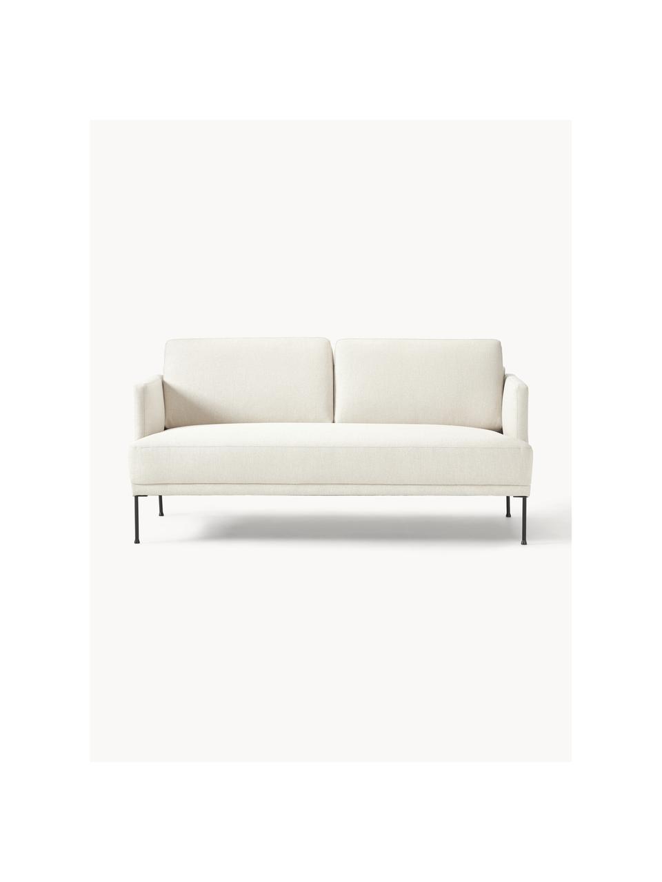 Sofa Fluente (2-osobowa), Tapicerka: 80% poliester, 20% ramia , Stelaż: lite drewno sosnowe z cer, Nogi: metal malowany proszkowo, Jasnobeżowa tkanina, S 166 x G 85 cm