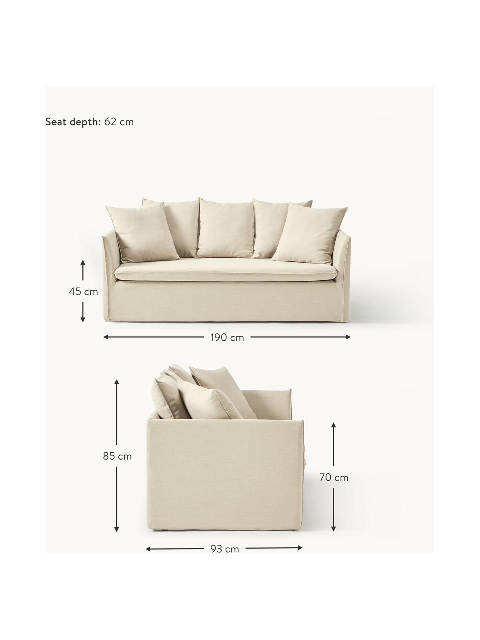 Sofa Mila (2-Sitzer), Bezug: 100% Polyester Der hochwe, Gestell: Kieferholz, Faserplatte, , Webstoff Dunkelbeige, B 190 x T 93 cm