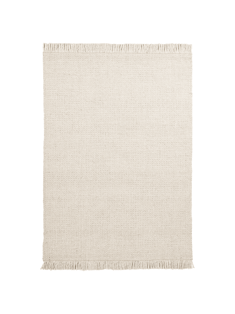 Ručně tkaný vlněný koberec s třásněmi Alvin, Krémová
