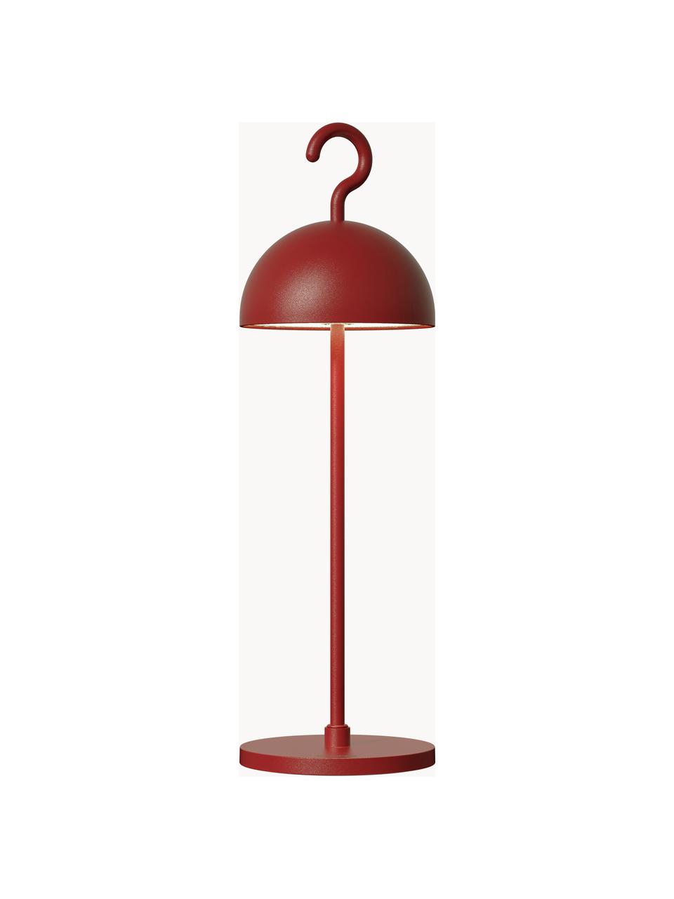 Kleine mobiele LED outdoor tafellamp Hook, dimbaar, Lamp: gecoat aluminium, Roodbruin, Ø 11 x H 36 cm