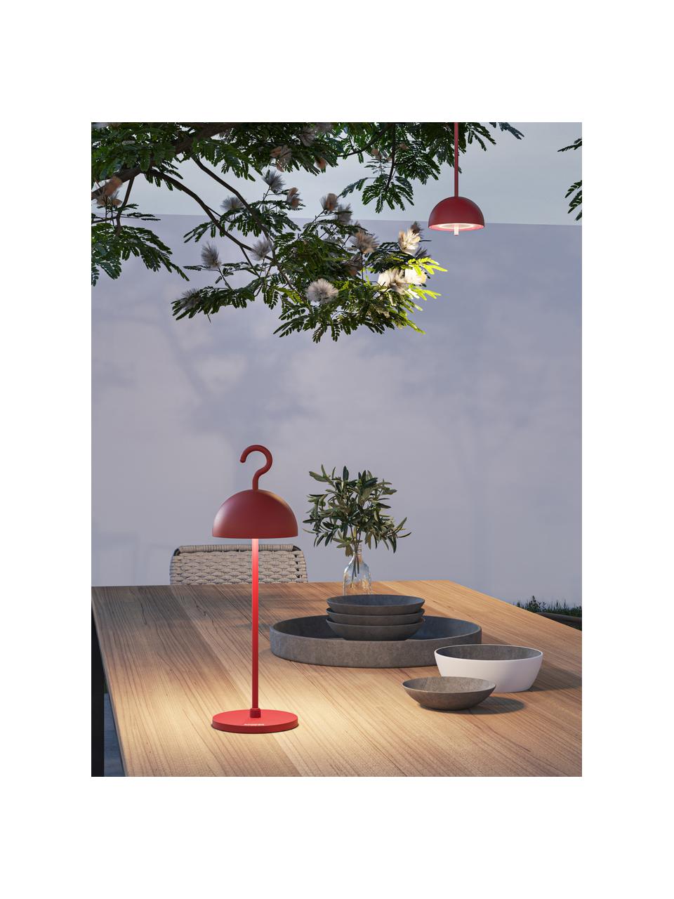 Kleine mobiele LED outdoor tafellamp Hook, dimbaar, Lamp: gecoat aluminium, Roodbruin, Ø 11 x H 36 cm