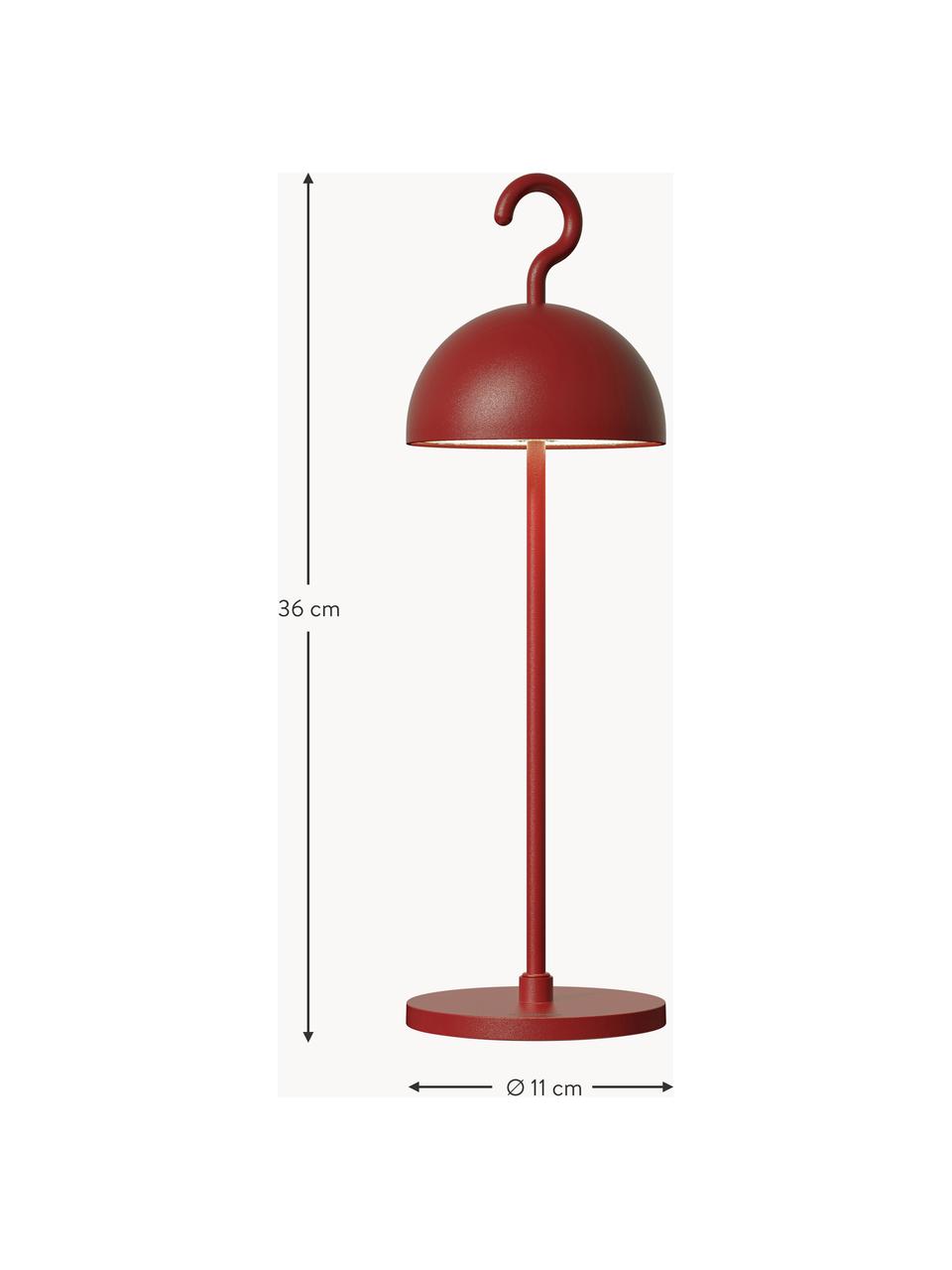 Kleine mobile LED-Außentischlampe Hook, dimmbar, Rostrot, Ø 11 x H 36 cm