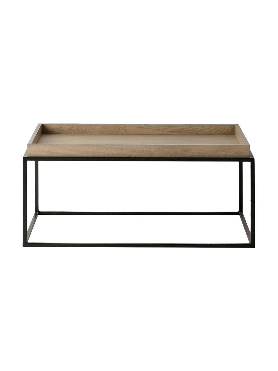 Mesa de centro de madera y metal Forden, Tablero: tablero de fibras de dens, Estructura: metal pintado, Marrón, An 90 x Al 40 cm