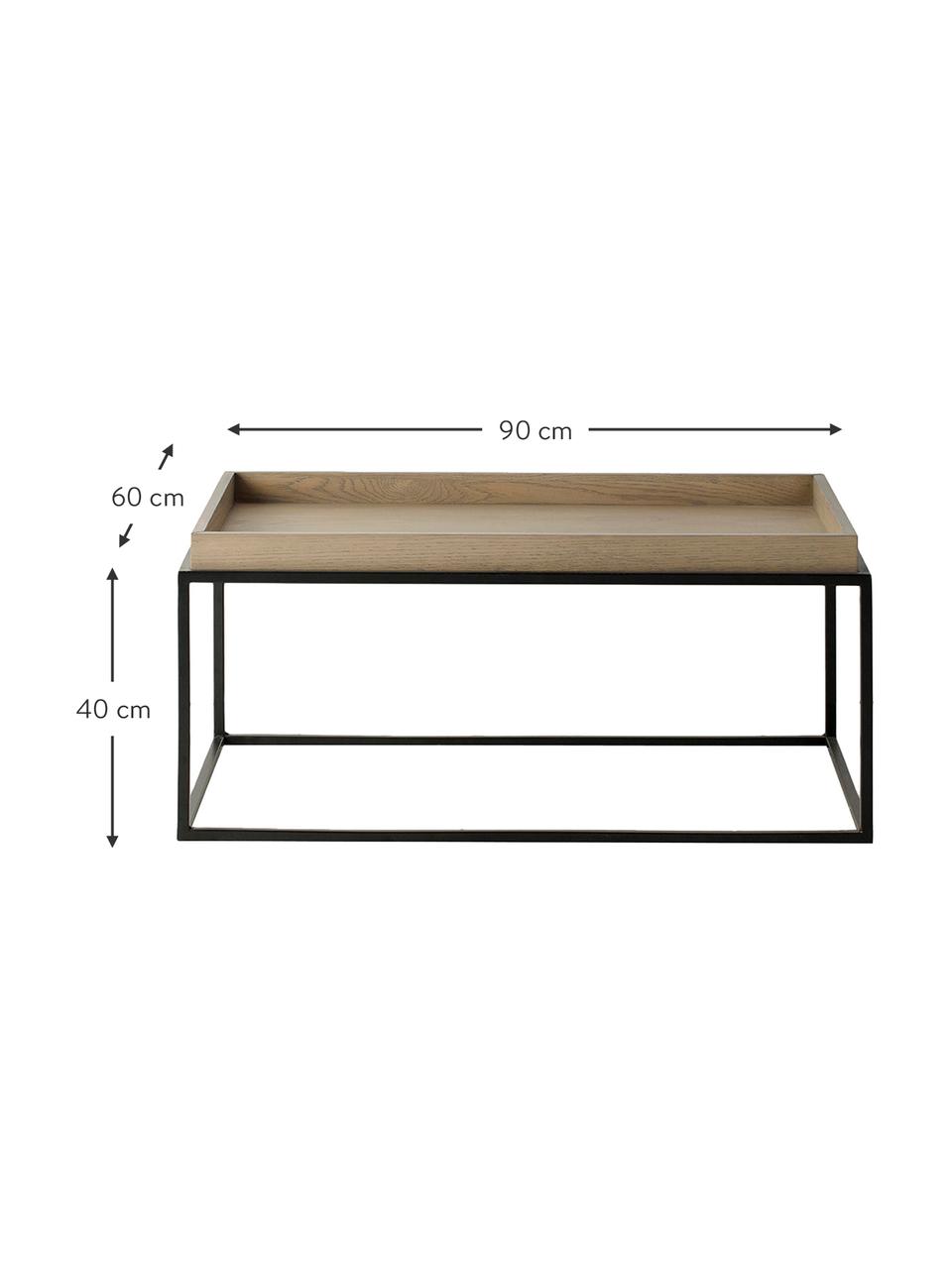 Couchtisch Forden aus Holz und Metall in Braun/Schwarz, Tischplatte: Mitteldichte Holzfaserpla, Gestell: Metall, lackiert, Braun, 90 x 40 cm