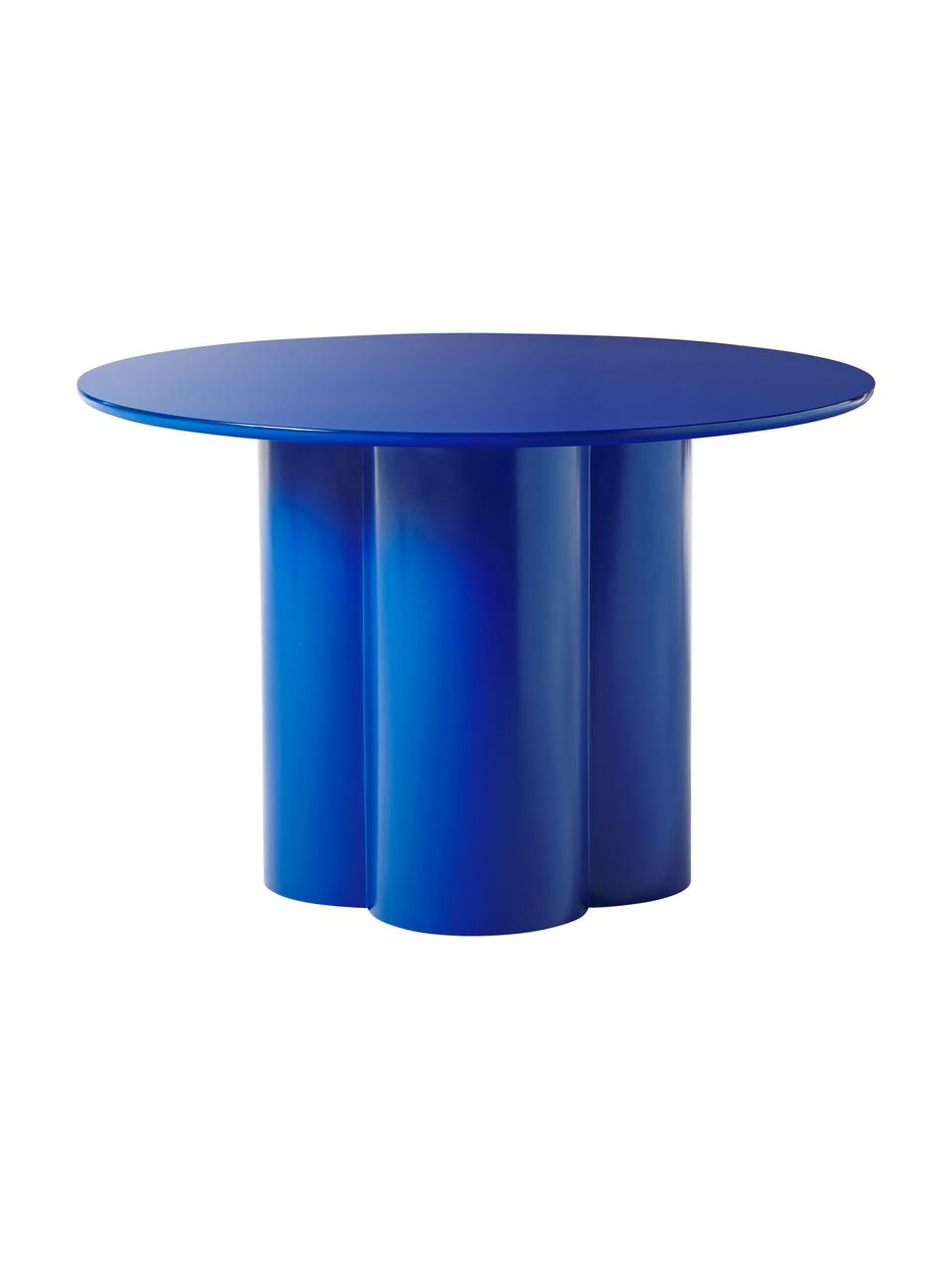 Mesa de comedor redonda de madera Keva, diferentes tamaños, Tablero de fibras de densidad media (MDF) con certificado FSC, recubierto, Azul real, Ø 115 x Al 75 cm