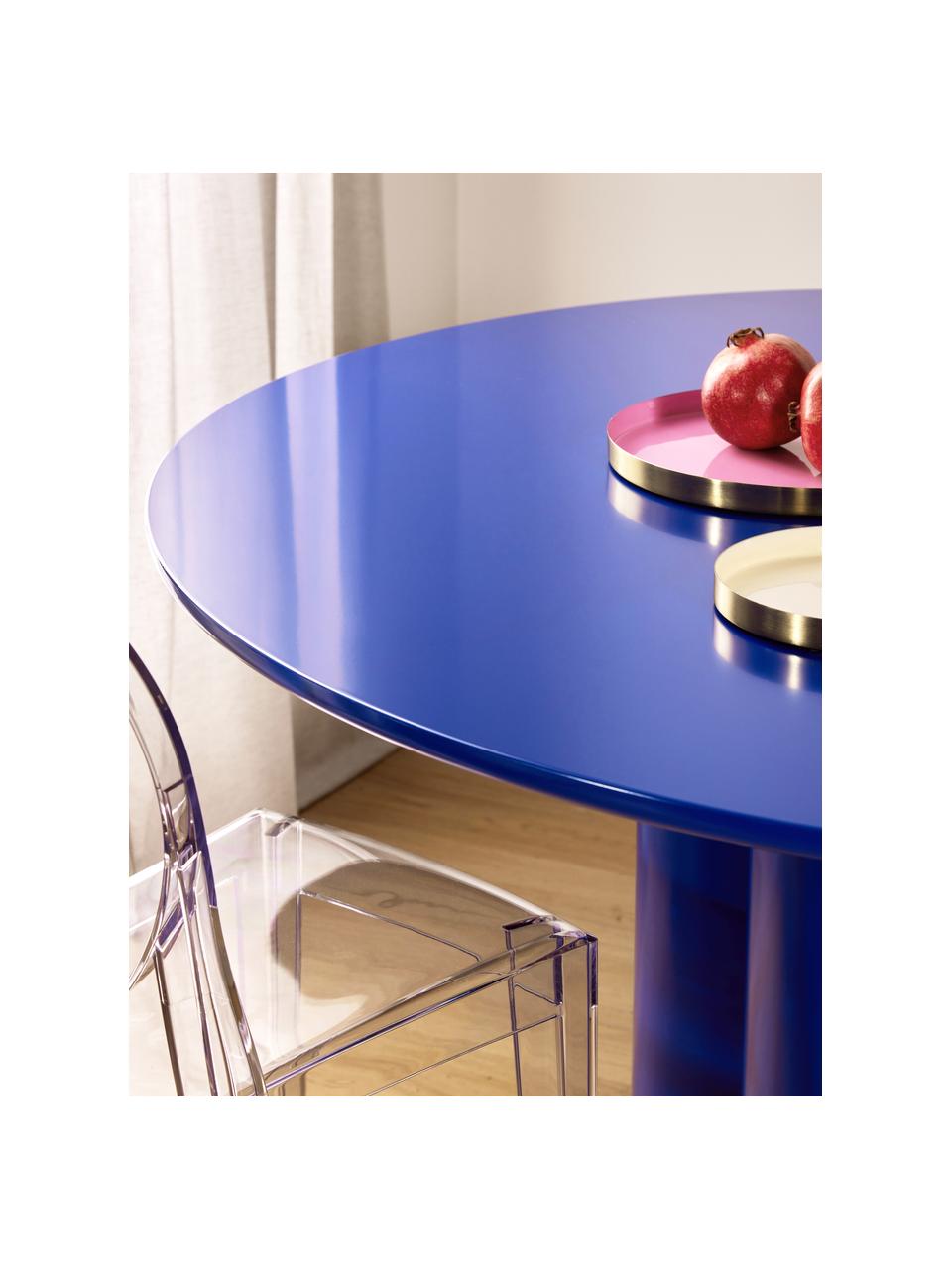 Okrągły stół do jadalni z drewna Keva, różne rozmiary, Płyta pilśniowa średniej gęstości (MDF) z certyfikatem FSC, powlekana, Niebieski, Ø 115 x W 75 cm