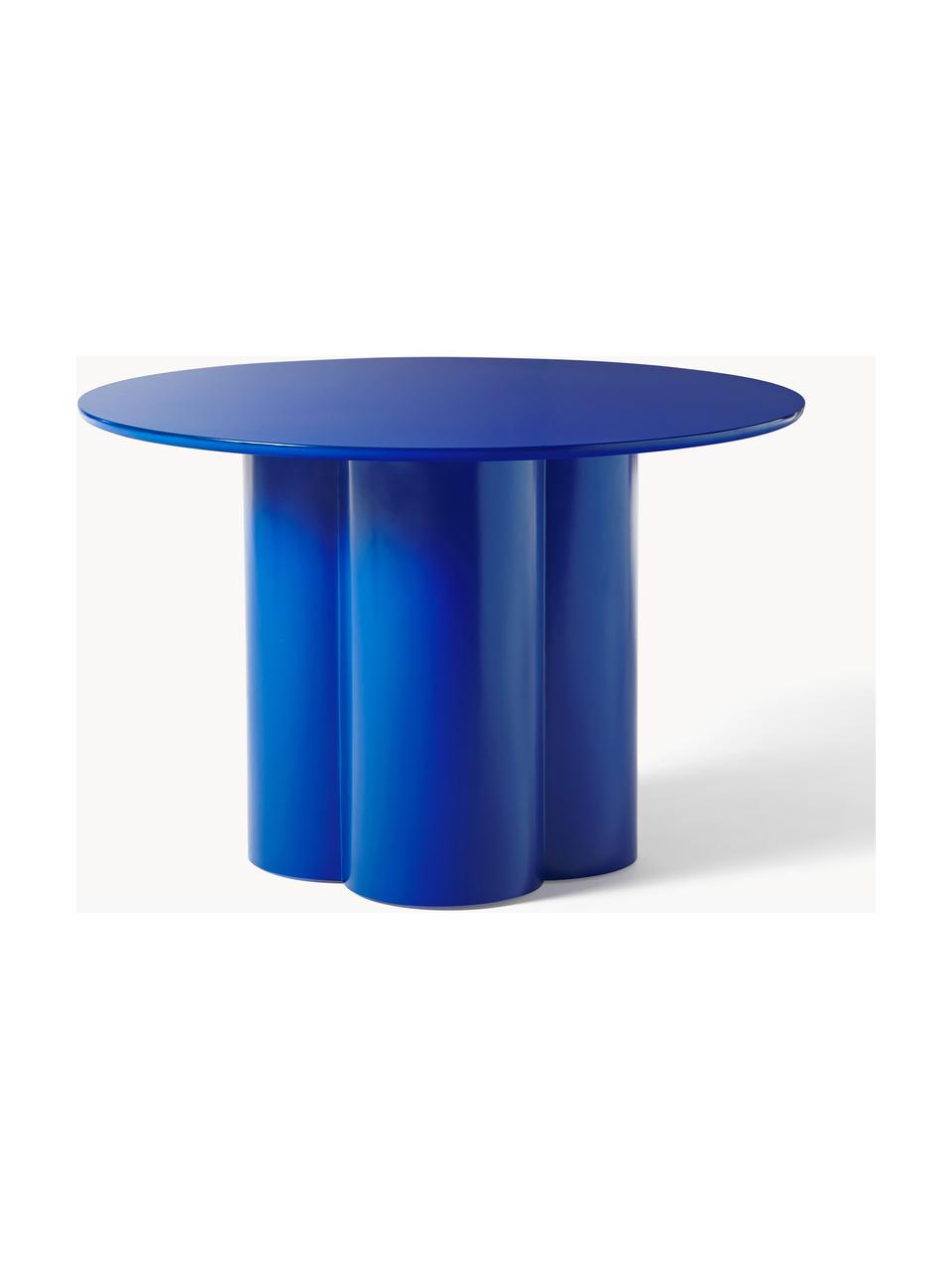 Mesa de comedor redonda de madera Keva, tamaños diferentes, Tablero de fibras de densidad media (MDF) con certificado FSC, recubierto, Azul real, Ø 115 cm