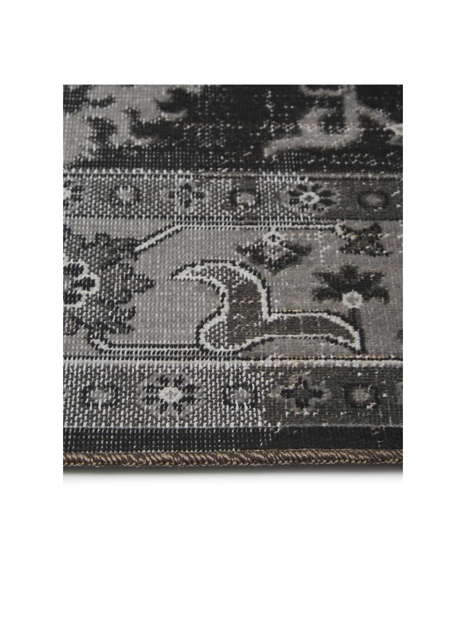 Dywan wewnętrzny/zewnętrzny w stylu vintage Tilas Antalya, 100% polipropylen, Odcienie szarego, czarny, S 120 x D 170 cm (Rozmiar S)