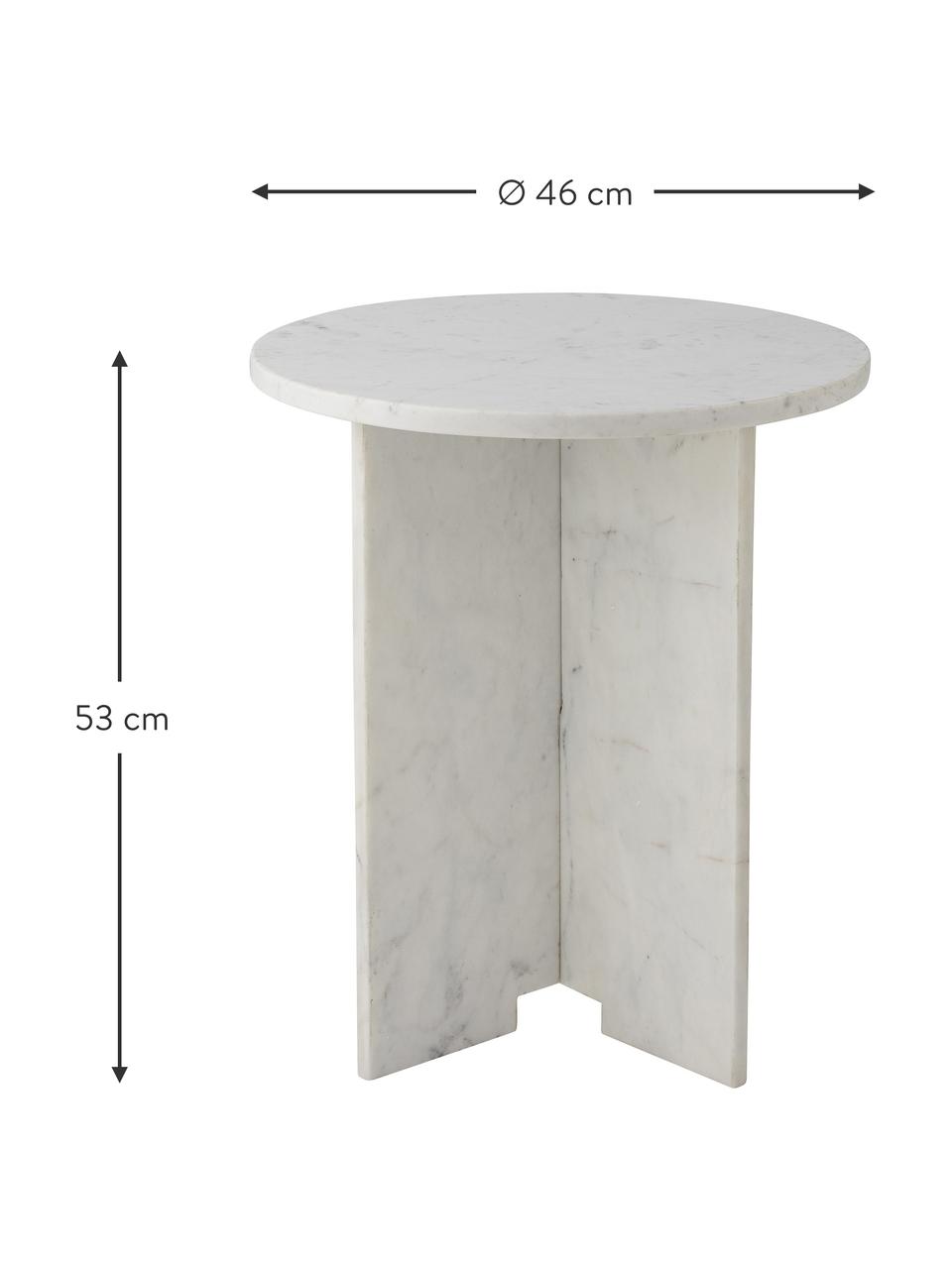 Mesa auxiliar redonda de mármol Jasmina, Mármol, Mármol blanco, Ø 46 x Al 53 cm