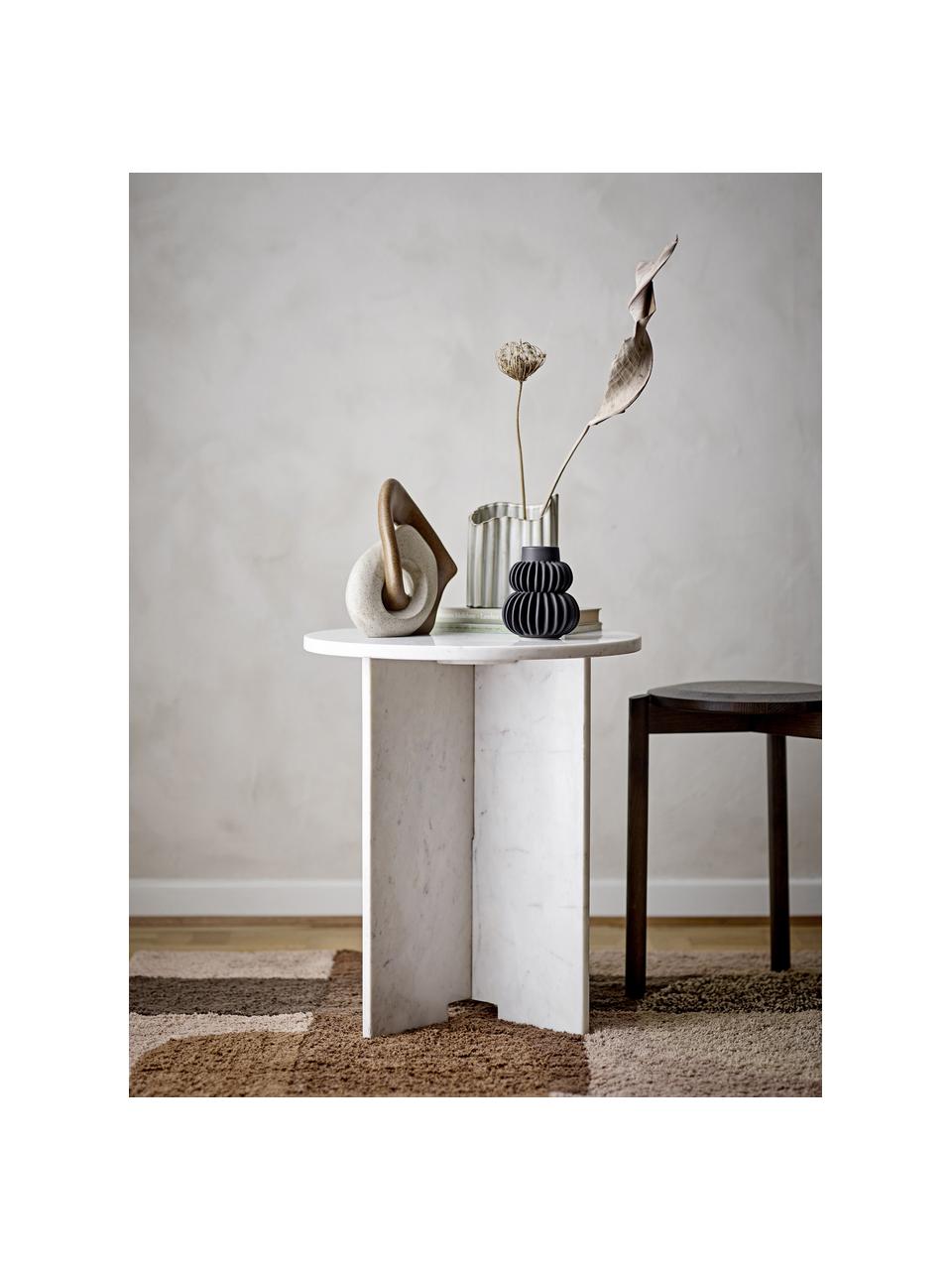 Okrúhly mramorový pomocný stolík Jasmina, Mramor, Biela, mramorovaná, Ø 46 x V 53 cm
