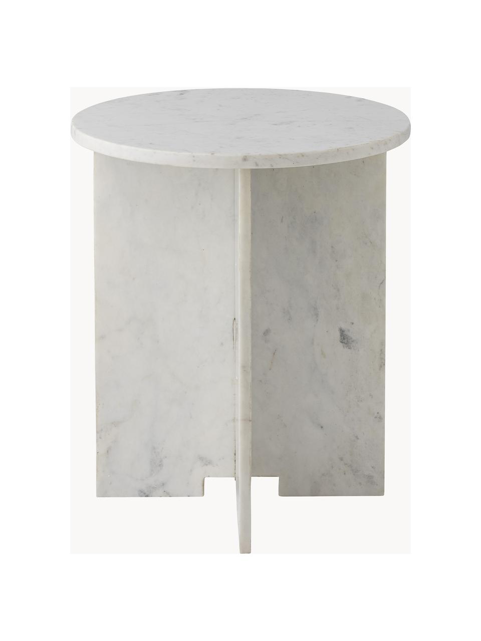 Kulatý mramorový odkládací stolek Jasmina, Mramor, Bílá, mramorovaná, Ø 46 cm, V 53 cm