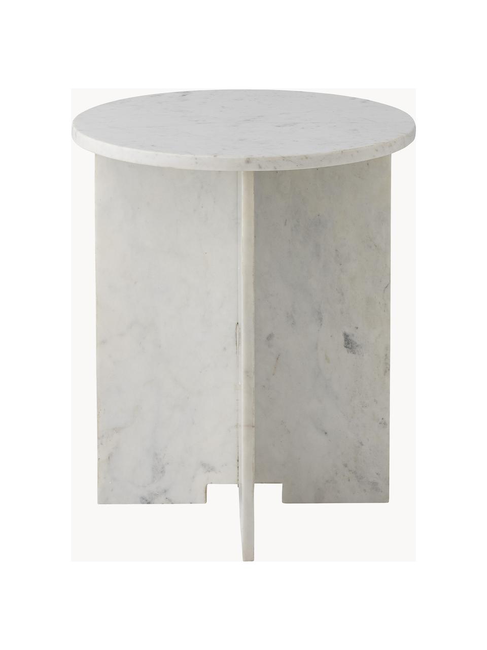 Table d'appoint ronde en marbre Jasmina, Marbre, Blanc, marbré, Ø 46 x haut. 53 cm