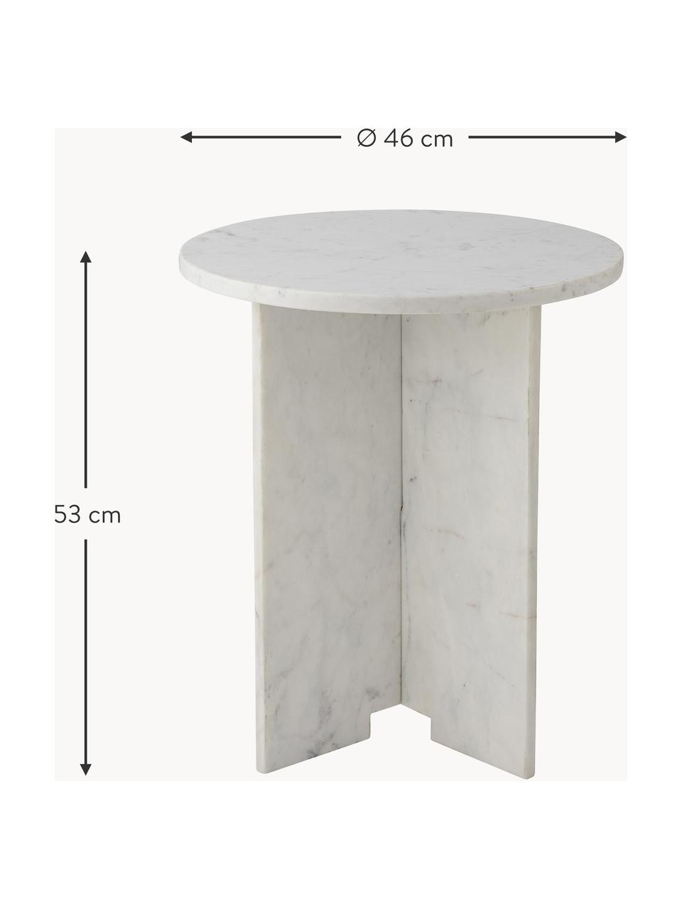 Okrúhly mramorový pomocný stolík Jasmina, Mramor, Biela, mramorovaná, Ø 46 x V 53 cm