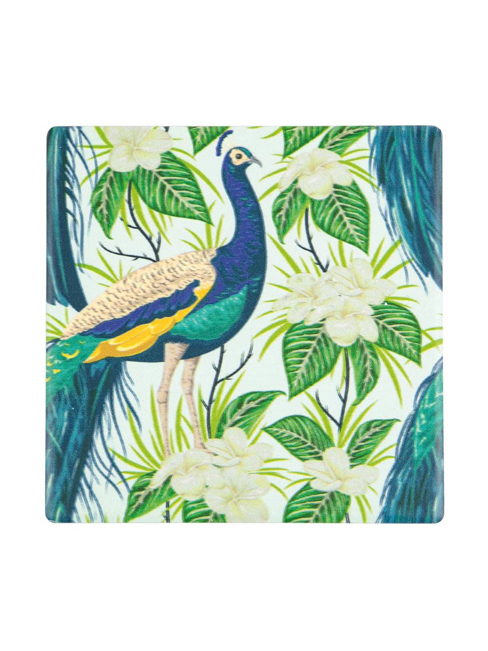 Onderzetter Tropics, 6 stuks, Bovenzijde: keramiek, Onderzijde: kurk, Multicolour, B 10 cm x H 0 cm