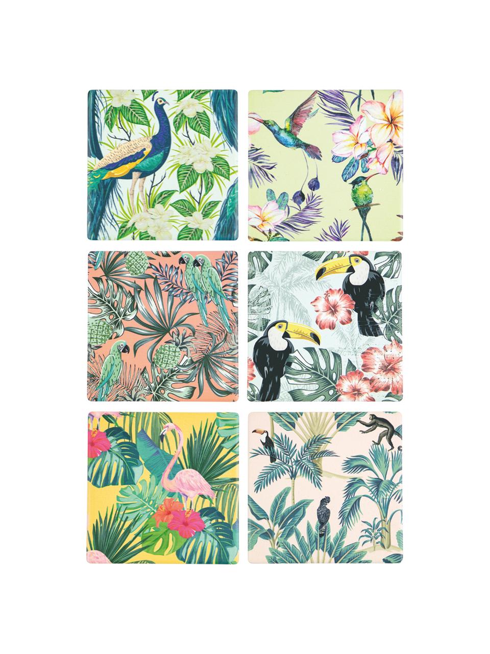 Set 6 sottobicchieri Tropics, Multicolore, Larg. 10 x Alt. 0 cm