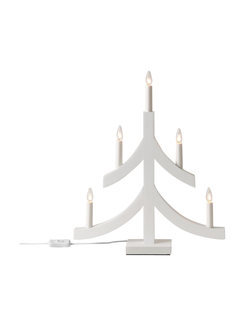 Holz-Weihnachtsbaum Pagod mit LED-Kerzen, Gestell: Holz, Weiss, B 40 x H 48 cm