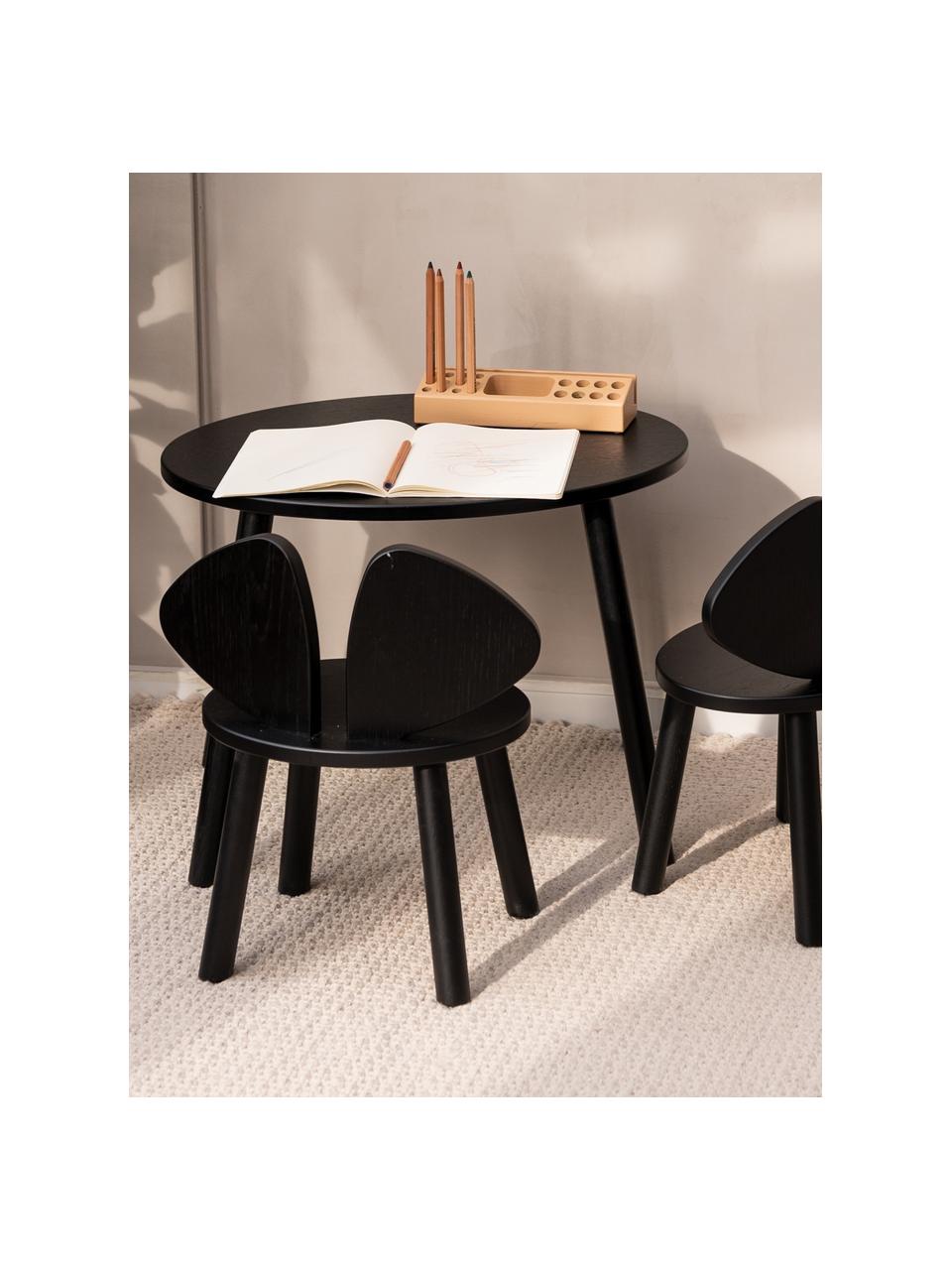 Silla infantil de madera Mouse, Chapa de madera de roble barnizada

Este producto está hecho de madera de origen sostenible y con certificación FSC®., Negro, An 43 x F 28 cm